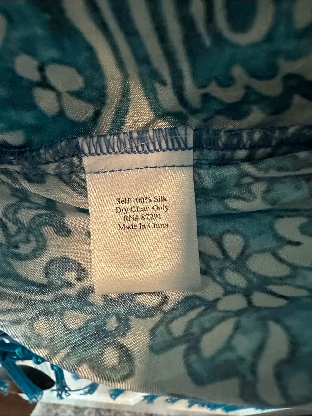 Johnny Was Turquoise Blue Floral Paisley Fringe Kimono Wrap - Picture 3 of 6